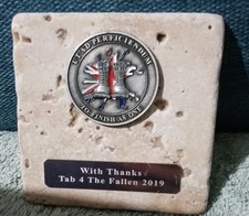 UK Challenge Coin Mounted on a