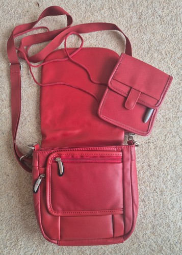 Travelon red leather - red, crossbody