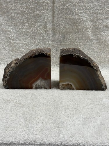 Pair agate geode bookends - geode,