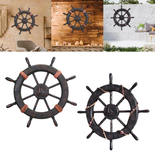Wooden ship steering wheel - wooden,