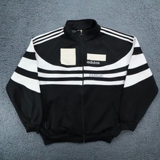 Vintage Adidas Y2K Men Jumper Sweatshirt Warm XL Casual Full Zip, Black