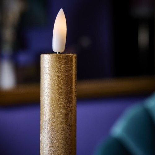 Gold led taper dining candle - led,
