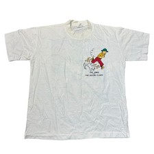 Tin Tin The Crab The Holdn Claws T-Shirt Graphic Print 90s White Mens Medium