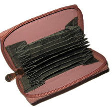 Dusky pink leather concertina - leather,