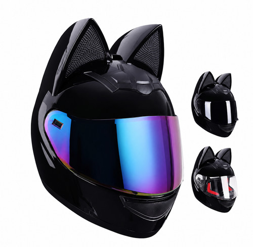Cat ear motorcycle helmet full - ear,