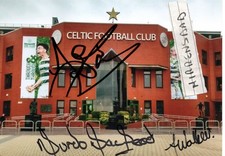 Celtic players multi   HAND SIGNED 7in x 5in photo