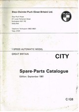 PUCH CITY 1-SPEED AUTOMATIC MOPED ORIGINAL 1981 FACTORY SPARE PARTS CATALOGUE