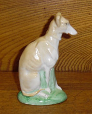 Antique Staffordshire Pottery Whippet Dog Sitting Figurine - 4.5"