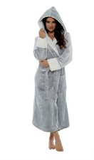 Ladies Shimmer Fleece Robe, Luxury Hooded Dressing Gown, Size 8-18, RZK526