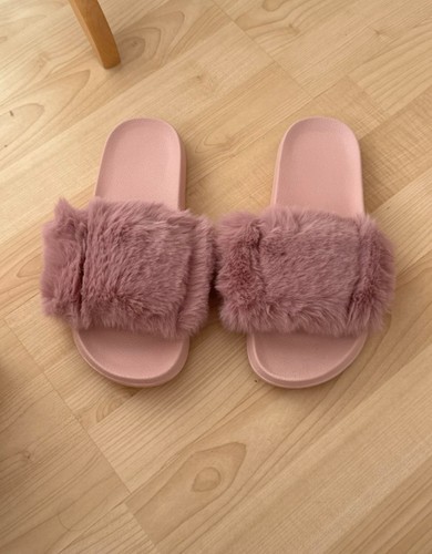 Unbranded pink fluffy sliders - pink,