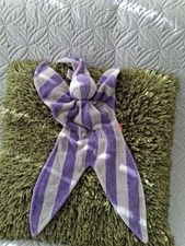RARE  CUSKI PURPLE & GREY STRIPED BABY TOWLING  COMFORTER BLANKIE DOUDOU VGUC