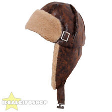 FAUX LEATHER FLYING HELMET 1940'S PILOT HAT AVIATOR FANCY DRESS WW2 WARTIME RAF