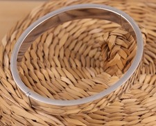 925 Sterling Silver Oval Bangle Bracelet 9mm Wide Hinged UK Hallmarked Gift Box