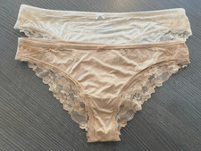 VICTORIA'S SECRET 2 X CHEEKINI KNICKERS CREAM & NUDE SIZE LARGE NEW NO TAGS