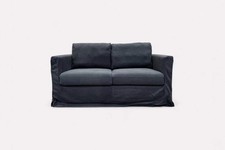Loose Cover Medium 2 Seater Sofa, Cotton Linen Navy