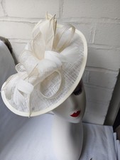 Asymmetric Sinamay Disc Fascinator with Feathers