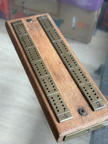 Antique wood and brass - and,