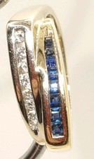 Blue Sapphire And Diamond Ring 14ct Yellow Gold Size N, Unique Handmade Ring