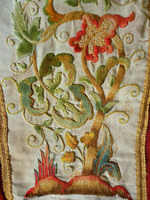 Antique 19th C Crewel Work Embroidery Jacobean Revival