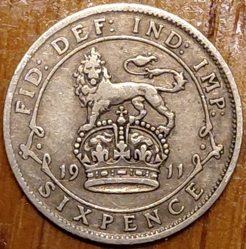 1911 king george sixpence 6d - king, v