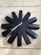 Designer Black Metal Steel Ribbon Umbra Wall Clock Mid Century Modern MCM Style