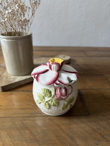 Floral sugar bowl with lid - sugar, –