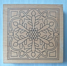 Rubber Ink Stmp Stylized Flower by Elusive Images Wood Mount Block