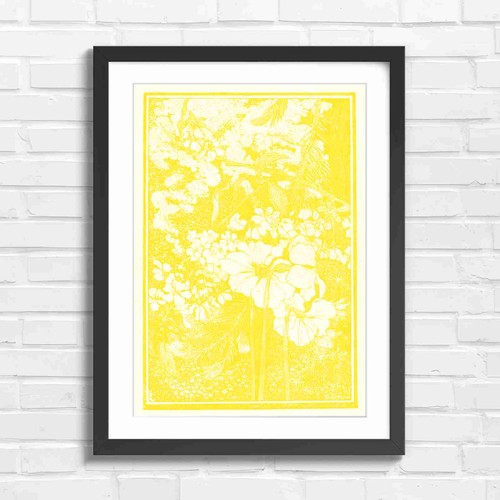 Yellow floral garden - floral, botanical