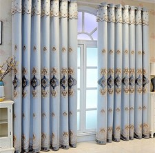 Amidoudou 1 Pair European Double Layer Curtains with Lace for Living Room Bedroo