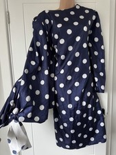 Vintage Gina Bacconi Blue & white Polka Dot Womans Dress Size on label