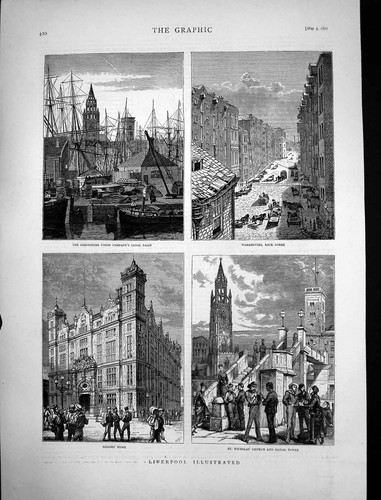 Antique old print liverpool - print, st