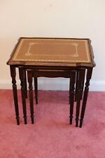 Lovely Nest Of Three Table With Brown Leather Top