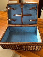 Wicker Picnic Basket With Blue