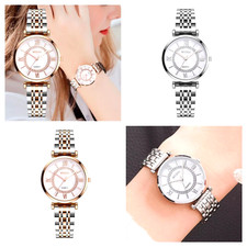 Ladies Silver Bracelet Watches Wrist Watch Quartz Analogue Rose Gold White Face