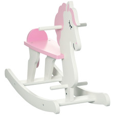 HOMCOM Kids Ride-On Toy Rocking Horse w/ Handlebar, Foot Pedal - Pink