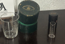 c1890’s Medical Glass Measure In Pope Roach & Son Leather Case & Minim Measure