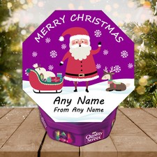 Personalised to fit Quality Street Penguin Chocolate Tub Label Sticker Christmas