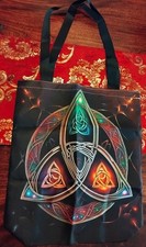 WICCAN TRIQUETA KNOT STRONG & DECORATIVE CANVAS TOTE BAG *WITCH *PAGAN *BOHO NEW