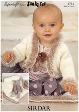 Sirdar 1714 Knitting Pattern – Baby Bolero & Blanket in Supersoft Aran & Funky F