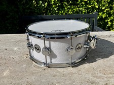 ✮MINT✮ DW COLLECTORS SERIES 14" x 6.5✮10+7 PLY Maple SNARE✮WHITE GLASS✮MAG THROW