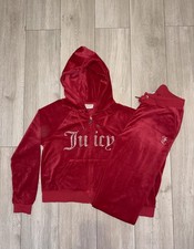 JUICY COUTURE Diamante Velour Womens Red Tracksuit 