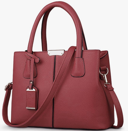 Red faux leather tote bag - faux, zip