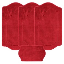 ROMANY GYPSY CARAVAN MACHINE WASHABLE 4PCS MAT SET, RED GREEN CHRISTMAS RUG