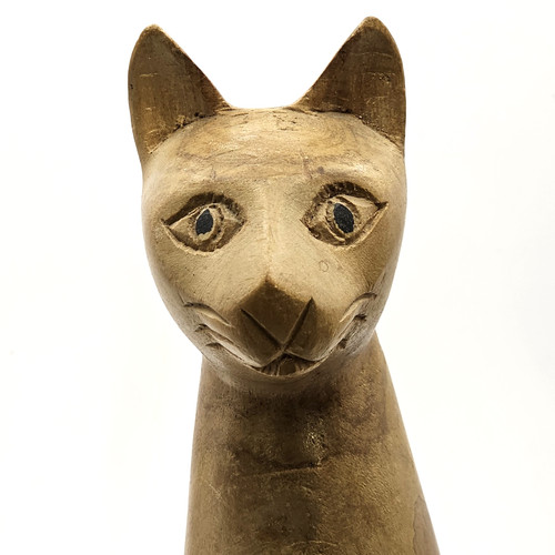 Vintage cat carving hand - hand, made