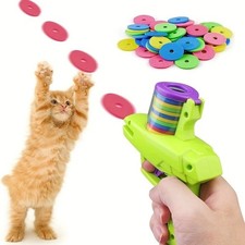 Funny Cat Toys Creative Turnip Gun with 15Pcs Reusable Foam Frisbee Pet Hunting