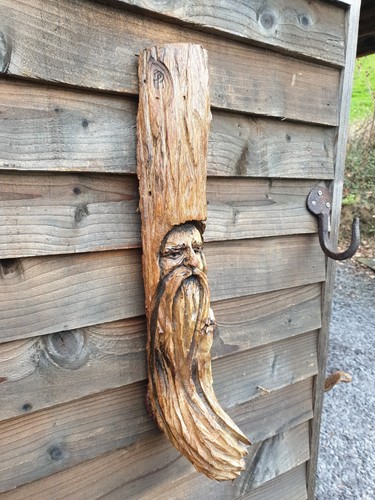 Chainsaw carved green man - carved,