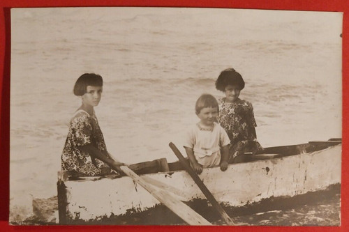 Children postcard boat - postcard,