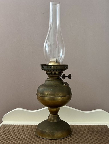 Antique oil lamp brass - lamp, &