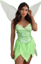 Women's Elf Fairy Cosplay Costume, Sexy Sequin with wings, Forest Fairy, Green S