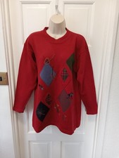 Alice Collins Festive Red/mix embroidered Wool Jumper M
